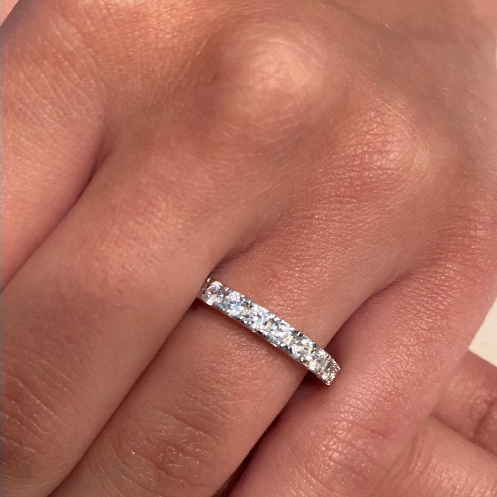Sale $20 Firm! .925 Sterling Silver Round Cz Eternity Band - Picture 10 of 13